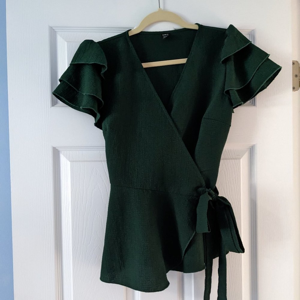 Shein peplum wrap front large blouse